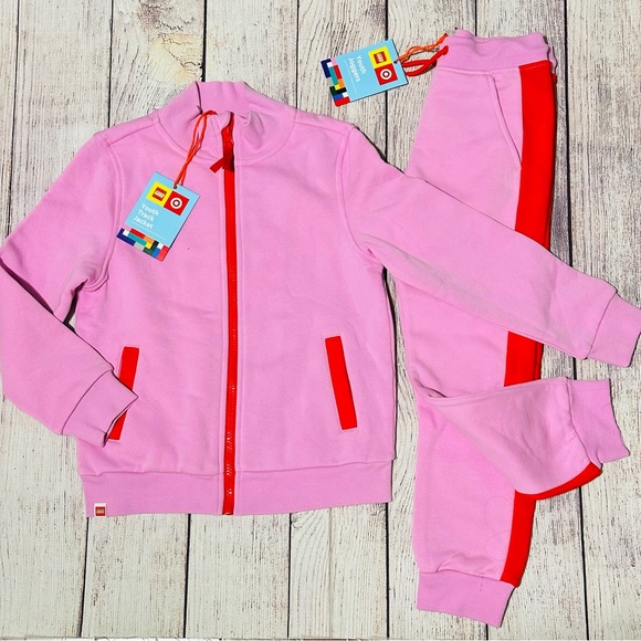 Lego x Target Youth 2 Piece Track Jacket + Jogger Set Pink Size Small NEW - Picture 4 of 10
